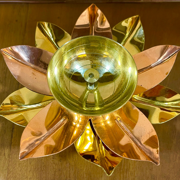 Flower Design Brass Akhand Diya