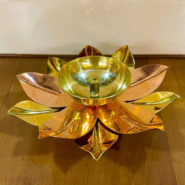 Flower Design Brass Akhand Diya
