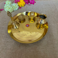 Load image into Gallery viewer, Brass Pooja Thali Set