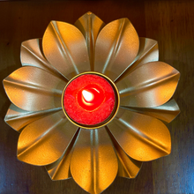 Load image into Gallery viewer, Flower Design Metal T-Light Candle Holder with Candle