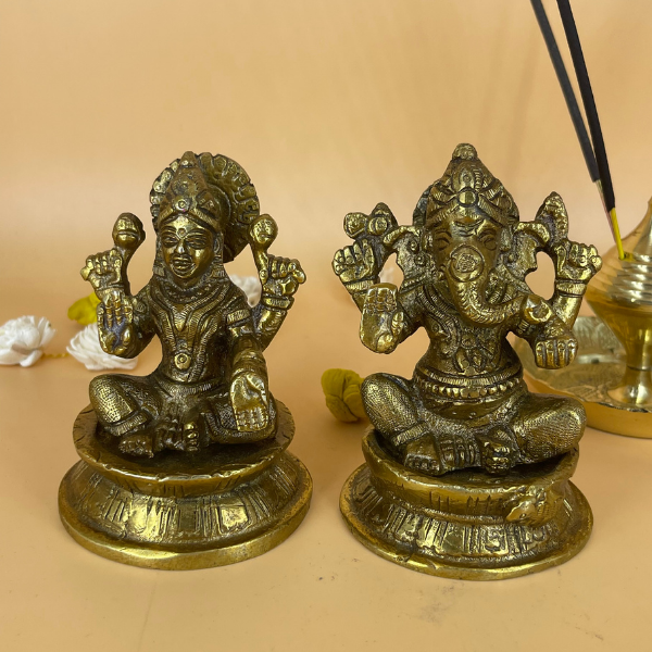 Brass Antique Laxmi Ganesh Murti