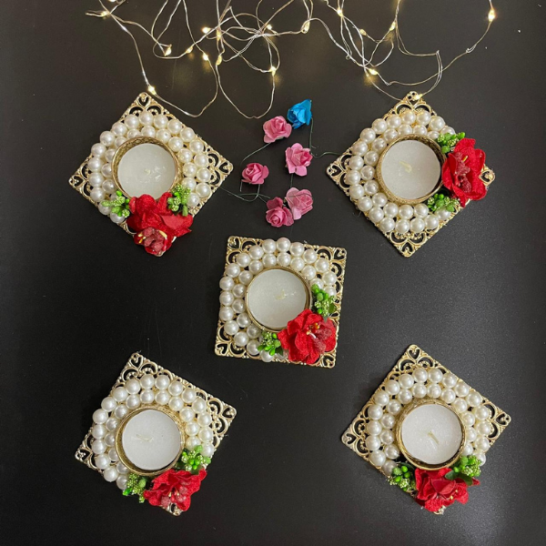 T-Light candle Holder with candle (5 pcs set)