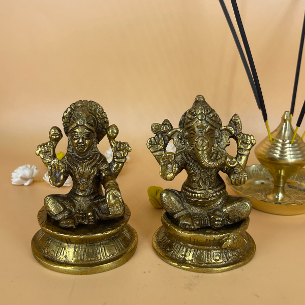 Brass Antique Laxmi Ganesh Murti