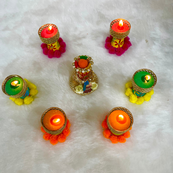 T-Light candle Holder Rangoli Set with Candle