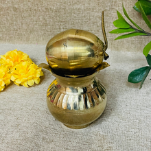 Load image into Gallery viewer, Brass Kalash with Mango Leaf &amp; Coconut