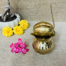 Load image into Gallery viewer, Brass Kalash with Mango Leaf &amp; Coconut