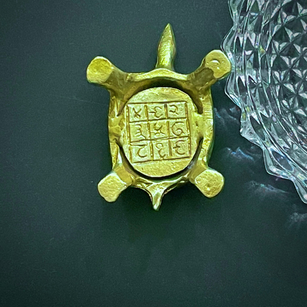 Brass Tortoise with Crystal Plate