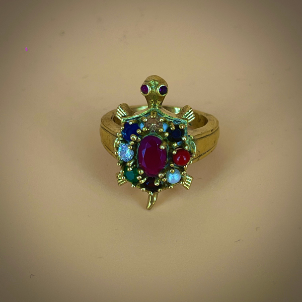Navratna Vastu Tortoise Brass Ring