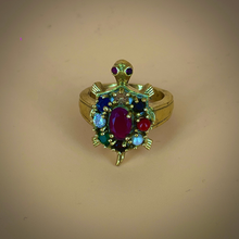 Load image into Gallery viewer, Navratna Vastu Tortoise Brass Ring