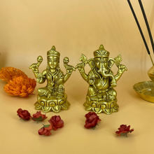 Load image into Gallery viewer, Brass Laxmi Ganesh Murti