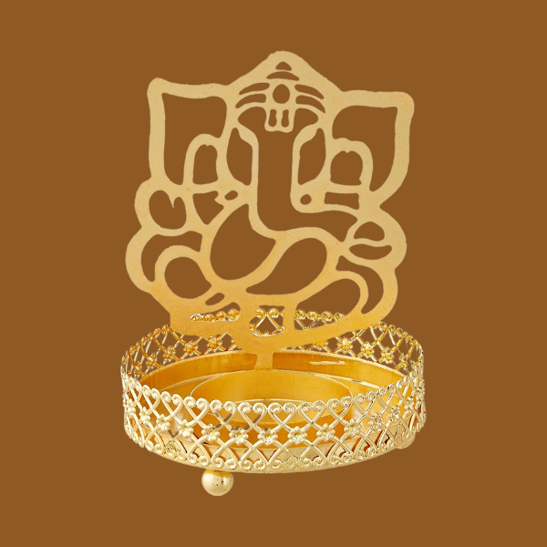 Laxmi-Ganesh T-Light Candle Holder with Candle