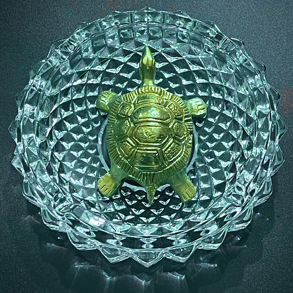 Brass Tortoise with Crystal Plate